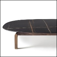 Table basse avec marbre noir et avec base in noyer massif 163-Dark Night