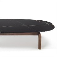 Table basse avec marbre noir et avec base in noyer massif 163-Dark Night