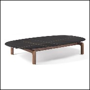 Table basse avec marbre noir et avec base in noyer massif 163-Dark Night