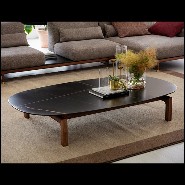 Coffee Table with black marble and with base in solid walnut wood 163-Dark Night
