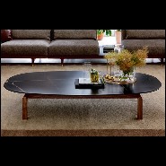 Coffee Table with black marble and with base in solid walnut wood 163-Dark Night