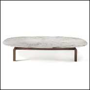 Coffee Table with black marble and with base in solid walnut wood 163-Dark Night