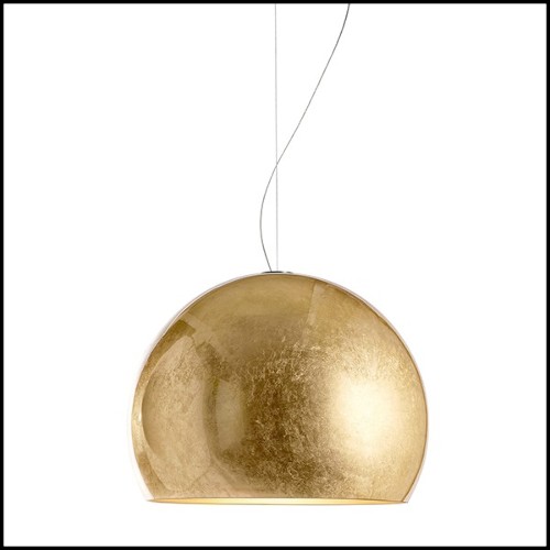Suspension avec abat-jour en aluminium recouvert de feuille d'or 107-Dome Gold Leaf