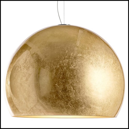 Suspension with aluminium shade all covered with gold leaf 107-Dome Gold Leaf