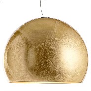 Suspension avec abat-jour en aluminium recouvert de feuille d'or 107-Dome Gold Leaf