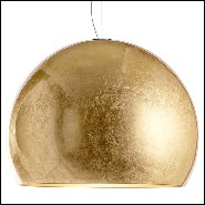 Suspension with aluminium shade all covered with gold leaf 107-Dome Gold Leaf