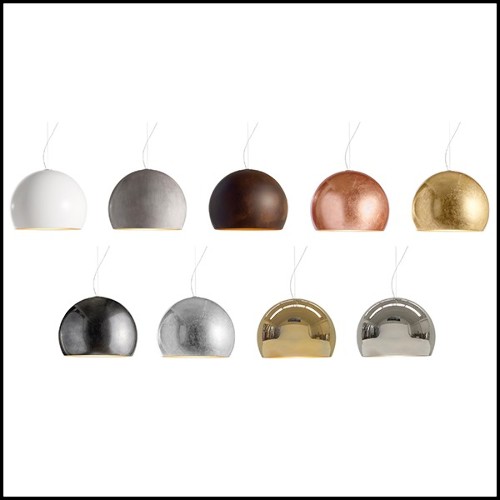 Suspension with aluminium shade all covered with gold leaf 107-Dome Gold Leaf