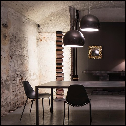 Suspension avec abat-jour en aluminium recouvert de feuille d'or 107-Dome Gold Leaf