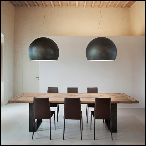 Suspension with aluminium shade all covered with gold leaf 107-Dome Gold Leaf