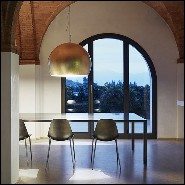 Suspension with aluminium shade all covered with gold leaf 107-Dome Gold Leaf