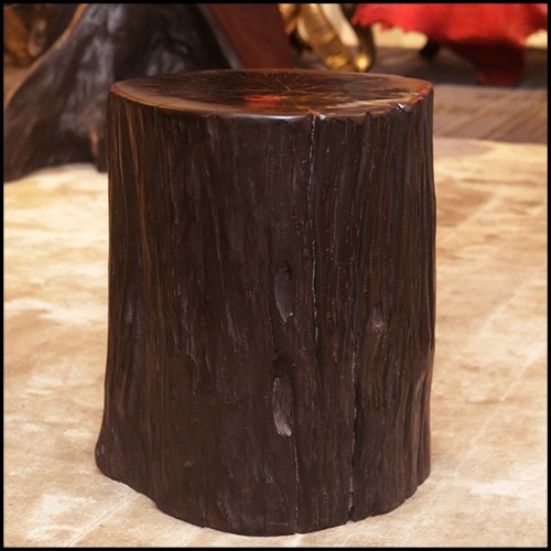 Stool in natural solid ebony wood PC-Ebony A