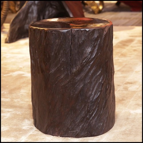 Stool in natural solid ebony wood PC-Ebony B