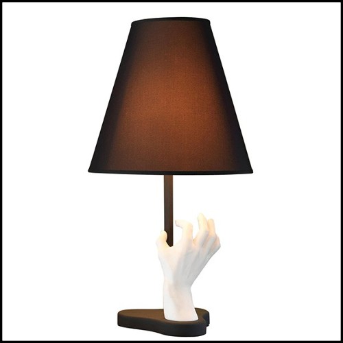 Table Lamp with casted white hand sculpture in powdered marble 40-Handy