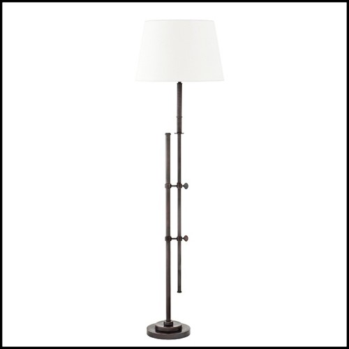 Floor Lamp with structure in bronze finish and off-white shade 24-Gordini Bronze