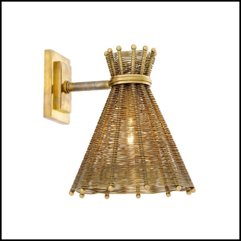 Wall Lamp with structure in stainless steel in vintage brass finish 24-Kon Tiki