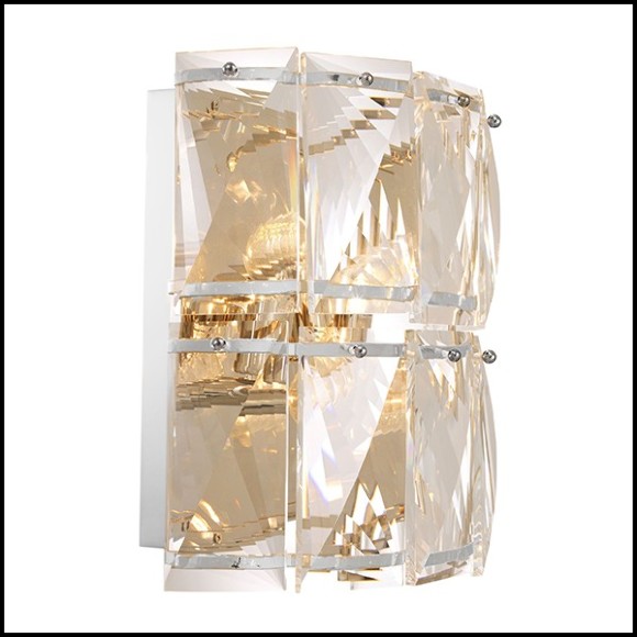 Wall Lamp with structure in nickel finish and clear crystal glass 24-Amazone