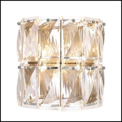 Wall Lamp with structure in nickel finish and clear crystal glass 24-Amazone