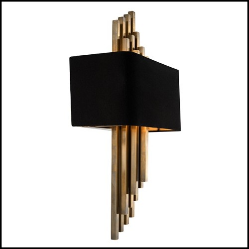 Wall Lamp with structure in stainless steel in vintage bras finish 24-Caruso