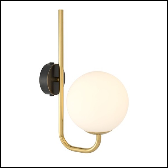 Wall Lamp with structure in gold finish and shade in white glass 24-Lipari