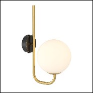Wall Lamp with structure in gold finish and shade in white glass 24-Lipari