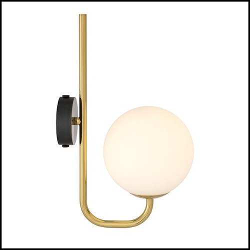 Wall Lamp with structure in gold finish and shade in white glass 24-Lipari
