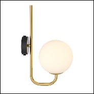 Applique avec structure finition gold et abat-jour en verre blanc 24-Lipari