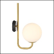 Wall Lamp with structure in gold finish and shade in white glass 24-Lipari