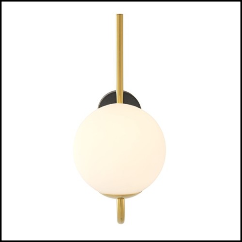 Wall Lamp with structure in gold finish and shade in white glass 24-Lipari