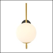 Wall Lamp with structure in gold finish and shade in white glass 24-Lipari