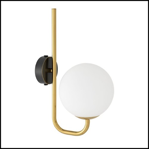 Wall Lamp with structure in gold finish and shade in white glass 24-Lipari