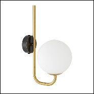 Wall Lamp with structure in gold finish and shade in white glass 24-Lipari
