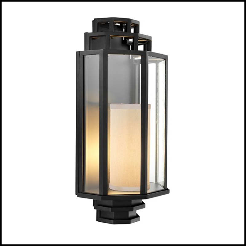 Wall Lamp with structure in black finish and clear glass 24-Monticello
