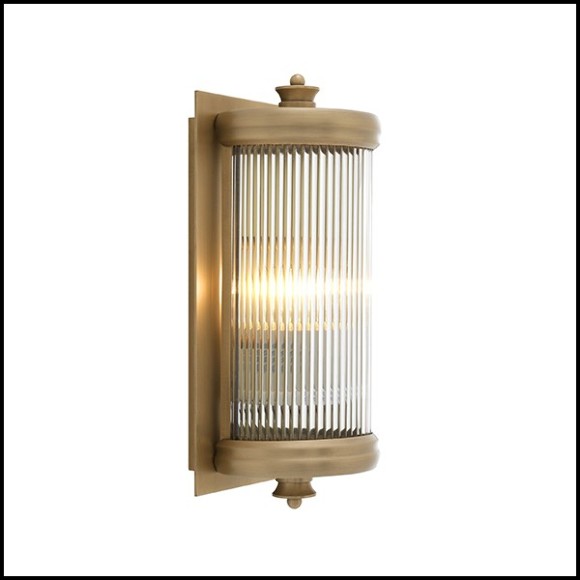 Wall Lamp with structure in matte brass finish and clear glass 24-Glorious Brass S