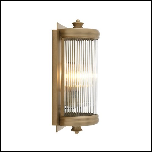 Wall Lamp with structure in matte brass finish and clear glass 24-Glorious Brass S