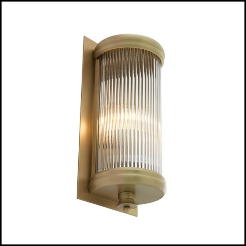Wall Lamp with structure in matte brass finish and clear glass 24-Glorious Brass S