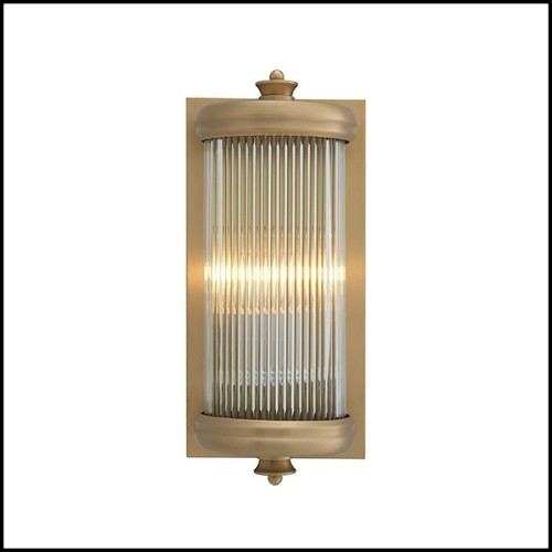 Wall Lamp with structure in matte brass finish and clear glass 24-Glorious Brass S