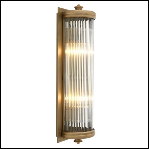 Wall Lamp with structure in matte brass finish and clear glass 24-Glorious Brass L