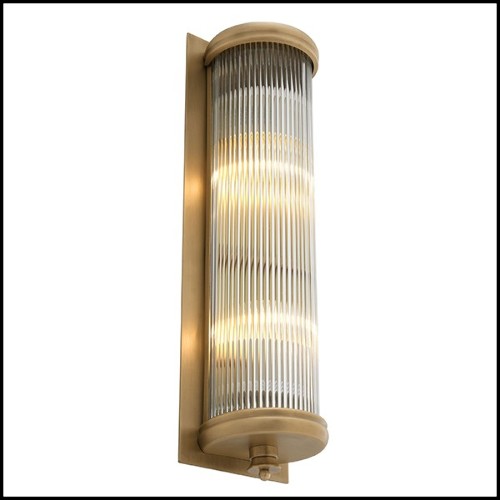 Wall Lamp with structure in matte brass finish and clear glass 24-Glorious Brass L