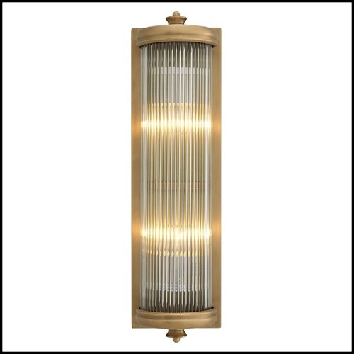 Wall Lamp with structure in matte brass finish and clear glass 24-Glorious Brass L