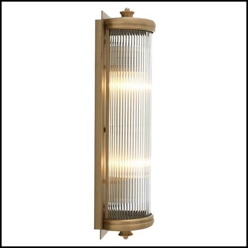 Wall Lamp with structure in matte brass finish and clear glass 24-Glorious Brass L