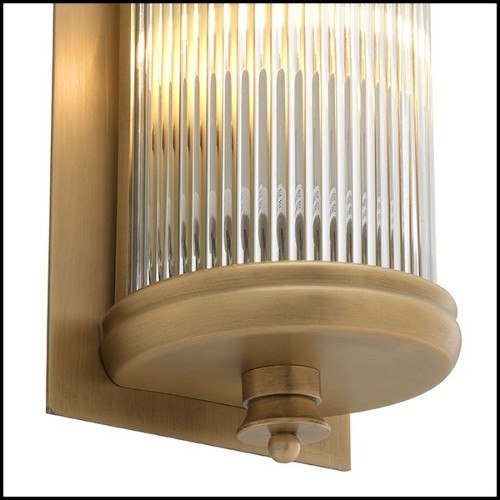 Wall Lamp with structure in matte brass finish and clear glass 24-Glorious Brass L