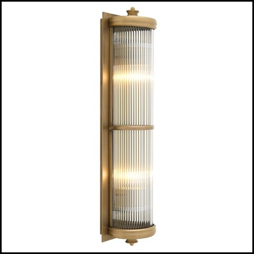 Wall Lamp with structure in matte brass finish and clear glass 24-Glorious Brass XL