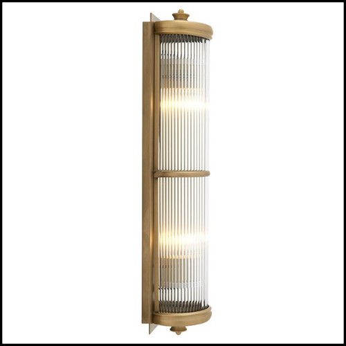 Wall Lamp with structure in matte brass finish and clear glass 24-Glorious Brass XL