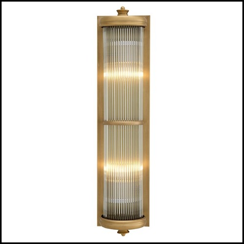 Applique avec structure finition laiton mat et verre clair 24-Glorious Brass XL