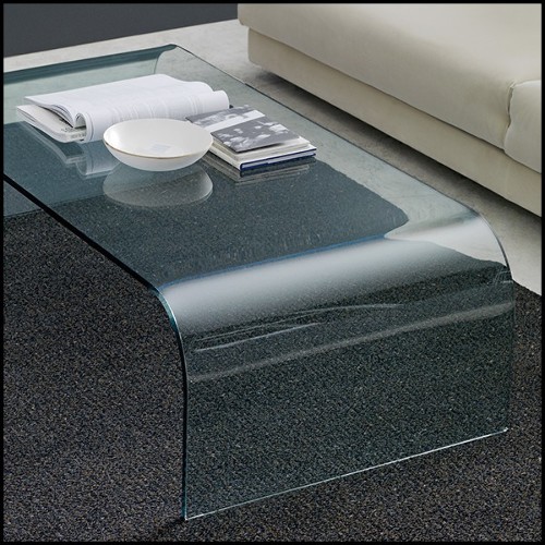 Table basse en verre clair cintré 40-Courbe