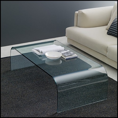 Table basse en verre clair cintré 40-Courbe