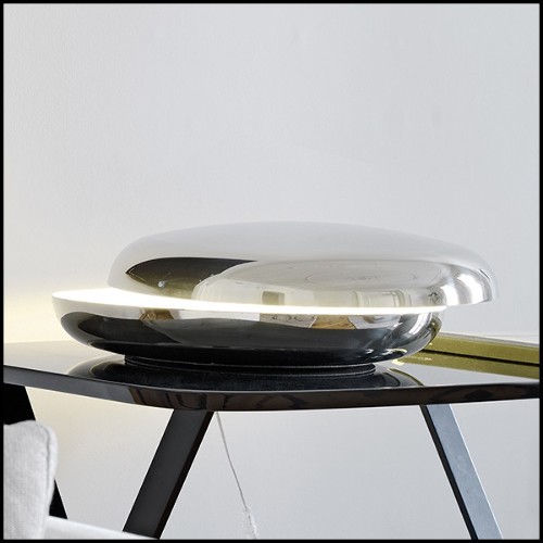 Table Lamp in polished steel 40-Disks