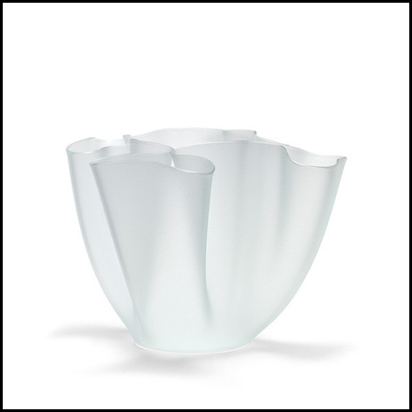 Vase in fused opal white glass 40-Flowering White