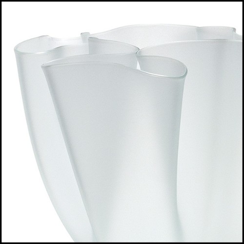 Vase réalisé par pliage à chaud à partir d'une plaque de verre 40-Flowering White