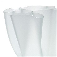 Vase réalisé par pliage à chaud à partir d'une plaque de verre 40-Flowering White